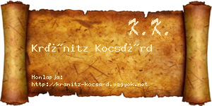 Kránitz Kocsárd névjegykártya